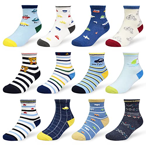 SUOSDEY Anti Rutsch Socken Kinder -12 Paar ABS Rutschfeste Socken Baumwolle StopperSocken Kinder Antirutsch Socken für 1-3 Jahre Jungen Kinder von SUOSDEY