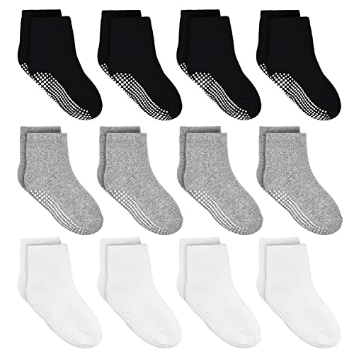 SUOSDEY Stoppersocken Kinder 12 Paar Rutschfeste Socken Baumwolle Antirutschsocken Kinder ABS Rutschfeste Socken für 3-5 Jahre von SUOSDEY