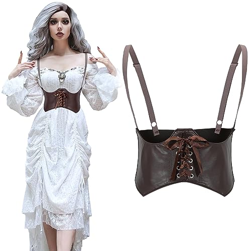 SUOSDEY Damen Gothic Korsett Gürtel, Steampunk Breite Leder Underbuste Körper Taille Gürtel für Kleid in Cosplay Halloween Party Kaffee von SUOSDEY