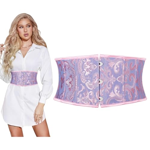 SUOSDEY Damen Korsett Gürtel, Breite Taille Gürtel für Kleid Cosplay Krawatte Waspie Gürtel hellviolett von SUOSDEY