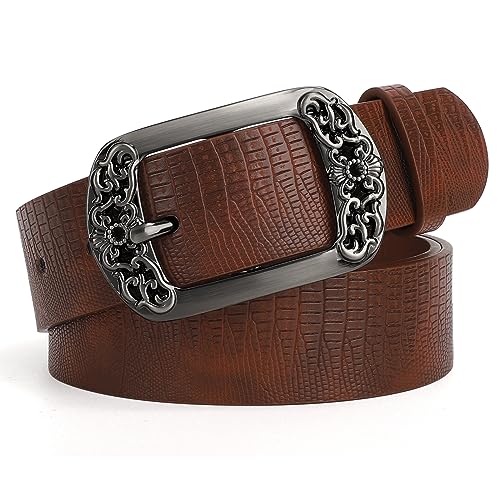 SUOSDEY Damen Ledergürtel Klassisch Schwarz Floral Pin Buckle Gürtel für Jeans Kleid Mode Gürtel kaffee SUOSDEY Damen Ledergürtel Klassisch Schwarz Floral Pin Buckle Gürtel für Jeans Kleid Mode Gürtel kaffee von SUOSDEY