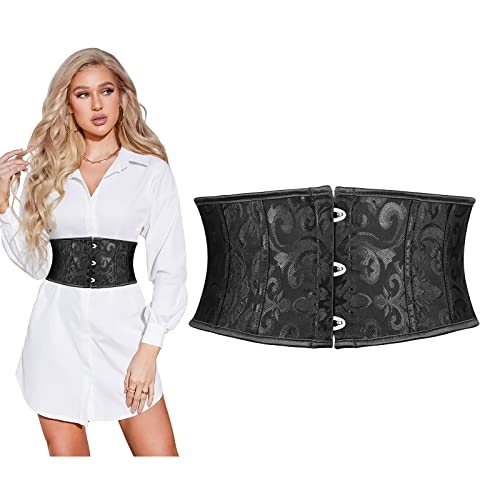 SUOSDEY Damen Schwarz Korsett Gürtel, Breite Taille Gürtel für Kleid Cosplay Krawatte Waspie Gürtel von SUOSDEY