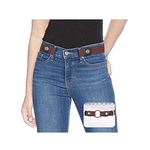 SUOSDEY Elastischer Gürtel Damen Stretchgürtel Unsichtbarer Gürtel Ohne Schnalle für Jeans Taillen Gürtel,Kaffeefarbe,84-120 von SUOSDEY