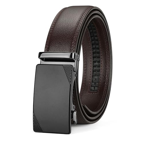 SUOSDEY Herren Automatik Ledergürtel, Ratschengürtel für Business Casual Jeanshosen 35 mm Breite, verstellbar ohne Löcher kaffee SUOSDEY Herren Automatik Ledergürtel, Ratschengürtel für Business Casual Jeanshosen 35 mm Breite, verstellbar ohne Löcher kaffee von SUOSDEY