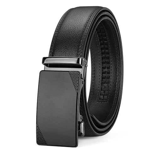 SUOSDEY Herren Automatik Ledergürtel, Ratschengürtel für Business Casual Jeanshosen 35 mm Breite, verstellbar ohne Löcher schwarz SUOSDEY Herren Automatik Ledergürtel, Ratschengürtel für Business Casual Jeanshosen 35 mm Breite, verstellbar ohne Löcher schwarz von SUOSDEY