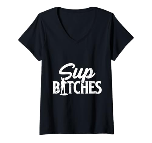Damen SUP Bitches Paddleboard Paddle Board Paddle Board Girls Women T-Shirt mit V-Ausschnitt Damen SUP Bitches Paddleboard Paddle Board Paddle Board Girls Women T-Shirt mit V-Ausschnitt von SUP Stand Up Paddle Board Paddling Apparel Co.