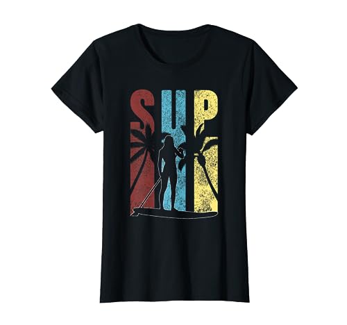 Damen Retro SUP Shirt Für Frauen Und Kinder Stand Up Paddle T-Shirt von SUP Stand Up Paddling T-Shirts by KaMi