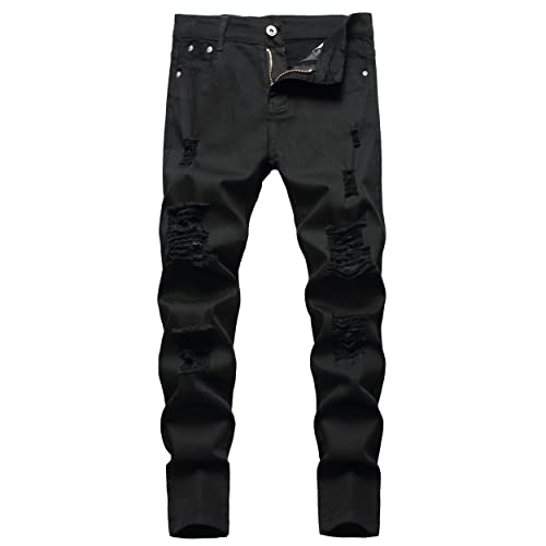 SUPBIRD Skinny Fit Zerrissene Destroyed Distressed Stretch Stilvolle Mode Denim Jeans Hose, Schwarz, 12 von SUPBIRD