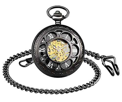 SUPBRO Damen Herren Taschenuhr Loch Analog Mechanische Kettenuhr Uhr Pocket Watch mit Halskette Pullover Kette Vintage von SUPBRO