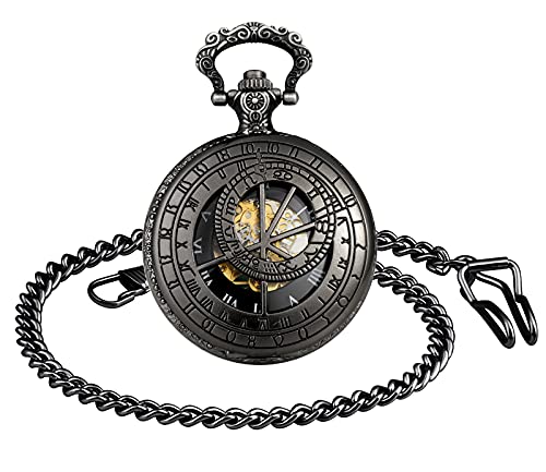 SUPBRO Damen Herren Unisex Taschenuhr Analog Mechanische Kettenuhr Uhr Pocket Watch mit Kette Pullover Kette Meridian von SUPBRO