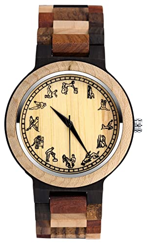 SUPBRO Holzuhren Herren Holz-Armbanduhr Klassik Holzuhr für Herren analoge Uhr Verstellbares Armband Hölzerne Armband für Männer von SUPBRO