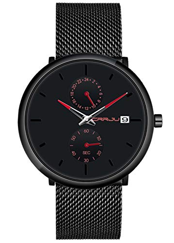 SUPBRO Herren Uhr Männer Edelstahl Wasserdicht Armbanduhr Analog Zifferblatt Business Uhr Datum Ultra Dünne Quarz von SUPBRO