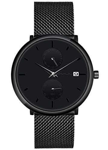 SUPBRO Herren Uhr Männer Edelstahl Wasserdicht Armbanduhr Analog Zifferblatt Business Uhr Datum Ultra Dünne Quarz von SUPBRO