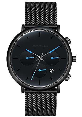 SUPBRO Herren Uhr Männer Edelstahl Wasserdicht Armbanduhr Analog Zifferblatt Business Uhr Datum Ultra Dünne mit Mesh-Armband von SUPBRO