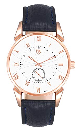SUPBRO Herren Uhr Männer Edelstahl Wasserdicht Designer Armbanduhr Analog Business Uhr Leder Armband Blau von SUPBRO