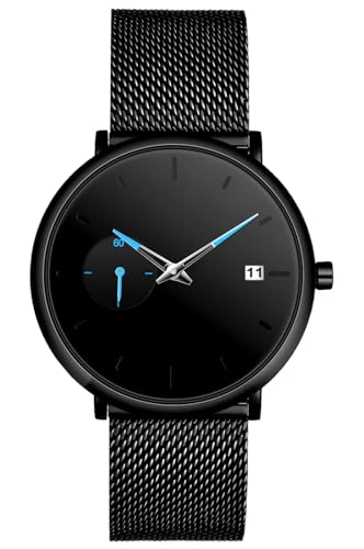 SUPBRO Herren Uhr Männer Edelstahl Wasserdicht minimalistische Armbanduhr Analog Zifferblatt Business Uhr Datum Dünne Chronograph von SUPBRO