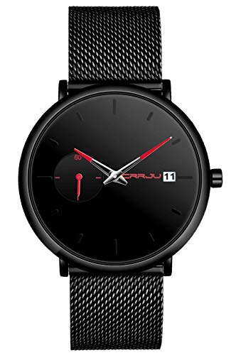 SUPBRO Herren Uhr Männer Edelstahl Wasserdicht minimalistische Armbanduhr Analog Zifferblatt Business Uhr Datum Dünne Chronograph von SUPBRO