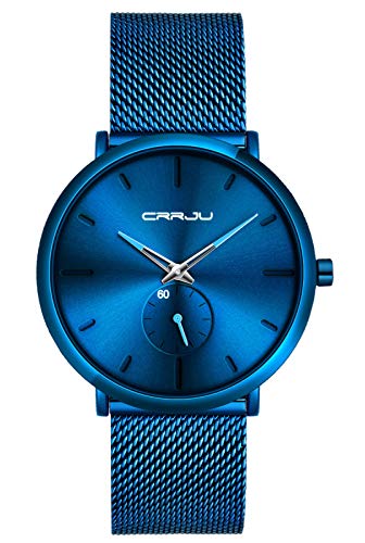 SUPBRO Herren Uhr Männer Edelstahl Wasserdicht minimalistische Armbanduhr Analog Zifferblatt Business Uhr Ultra Dünne Blau SUPBRO Herren Uhr Männer Edelstahl Wasserdicht minimalistische Armbanduhr Analog Zifferblatt Business Uhr Ultra Dünne Blau von SUPBRO