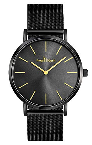 SUPBRO Herren Uhren Mode Wasserdicht Sport Analoger Quarz Uhr Ultra-Thin Dial Schwarze Edelstahl Mesh Armbanduhr Männer von SUPBRO