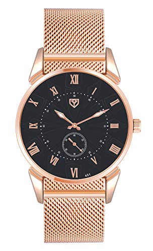 SUPBRO Herren Uhren Ultra Dünne Schwarze Business Casual Minimalistische Quartz mit Mesh-Armband Roségold von SUPBRO