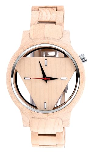 SUPBRO Holzuhren Herren Uhren Holz-Armbanduhr Natur Hölzerne Uhr für Männer Analog Armbanduhr Holzuhr Quarzwerk mit Holzarmband von SUPBRO