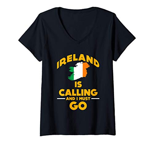 Damen LUSTIGES IRLAND RUFT MUSS T-SHIRT Irish Flag Geschenk gehen T-Shirt mit V-Ausschnitt von SUPER IRLAND POWERS FP