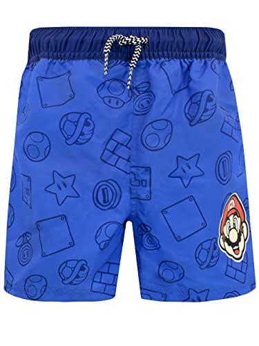 SUPER MARIO BROS Jungen Spielen Badehose Blau 146 von Super Mario