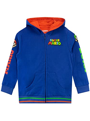 Super Mario Pullover Jungen | Luigi Zipper Hoodie | Kapuzenpullover für Kinder | Gaming Kaputzenpullis für Jungs Mehrfarbig 152 von Super Mario Bros.