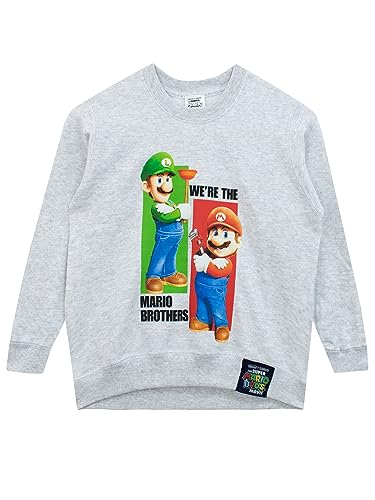 Super Mario Pullover | Gaming Sweatshirt Jungen | Kinder Sweatshirt | Grau 128 von Super Mario