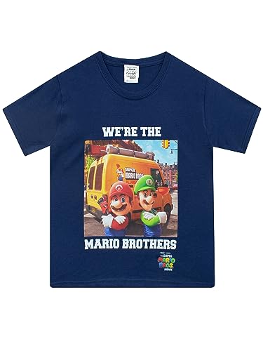 Super Mario T-Shirt für Jungen | Mario und Luigi Tshirt | Kinder Gamer Tshirt | Blau | 116 von Super Mario