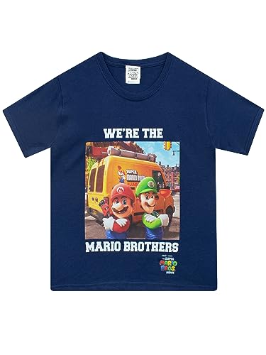 Super Mario T-Shirt für Jungen | Mario und Luigi Tshirt | Kinder Gamer Tshirt | Blau | 140 von Super Mario