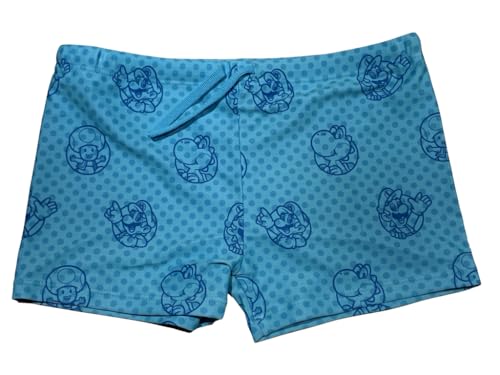 Super Mario Badehose mit elastischem Bund und Kordelband (DE/NL/SE/PL, Numerisch, 128, Regular, blau) von Super Mario