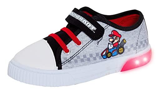 Super Mario Jungen Leuchtende Leinwandturnschuhe Kart Leinwand Pumps mit Blinklichtern, Weiß, 27 EU von Super Mario