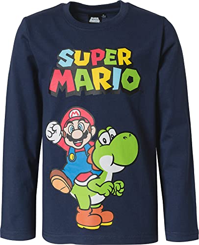 Super Mario Langarmshirt Jungen Mädchen (as3, Numeric, Numeric_104, Regular, Blau) von Super Mario