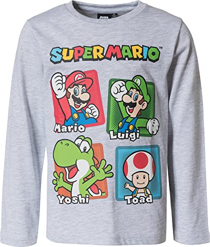 Super Mario Langarmshirt Jungen Mädchen (as3, Numeric, Numeric_104, Regular, Grau) von Super Mario