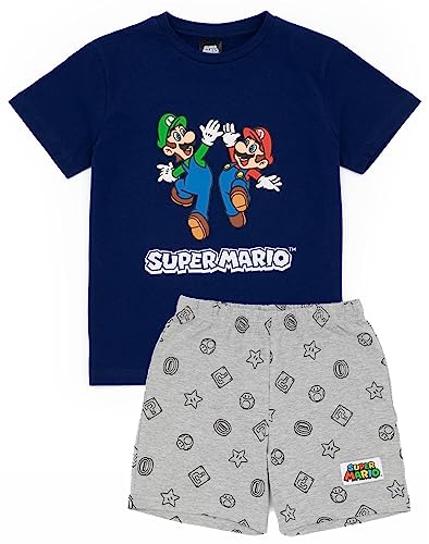Super Mario Nintendo Pyjamas Jungen Kinder Luigi Blau oder Rot Kurze PJs 7-8 Jahre von Super Mario