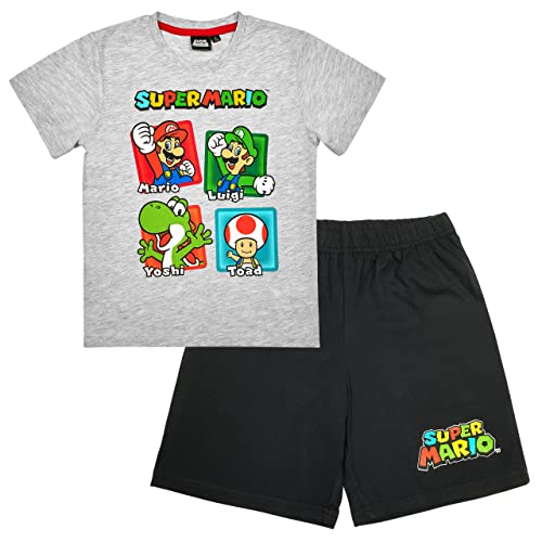 Super Mario Pyjama Kurzarm Schlafanzug (104, Grau) von Super Mario