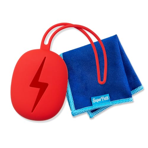 Superpe Mikrofasertuch mit Silikonhülle – effektive Reinigung für Bildschirme und Brillen – kompakt, wiederverwendbar, leicht zu transportieren – ideal für Reisen und den täglichen Gebrauch (rot) von SUPER PETIT