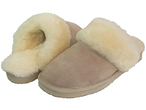 Lammfell Hausschuhe Slipper Damen Lammfell Pantoffeln Hüttenschuhe Sand beige mit beigen Australischen Lammfell, mit Fester Sohle - sehr warm, 39 EU, Sand Beige Lammfell Hausschuhe Slipper Damen Lammfell Pantoffeln Hüttenschuhe Sand beige mit beigen Australischen Lammfell, mit Fester Sohle - sehr warm, 39 EU, Sand Beige von SUPER s6x