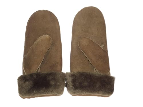 SUPER s6x Lammfell Handschuhe Fäustlinge, Fausthandschuhe Merino Lammfell, Damen - Größenbeschreibung siehe Produktbeschreibung (M, Grün olive) von SUPER s6x