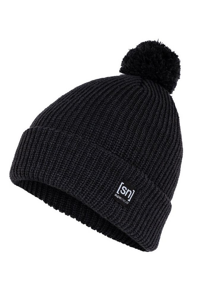 SUPER.NATURAL Beanie Wintermütze Pom mit Bommel schwarz Damen - 1 Stück von SUPER.NATURAL