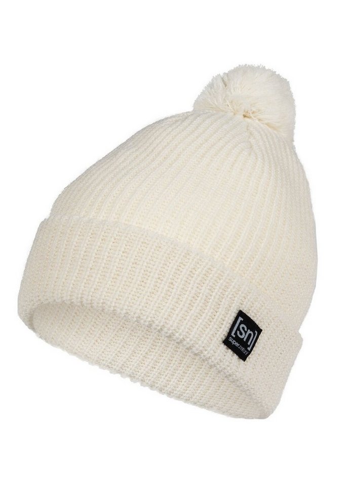 SUPER.NATURAL Beanie Wintermütze Pom mit Bommel weiss Damen - 1 Stück von SUPER.NATURAL