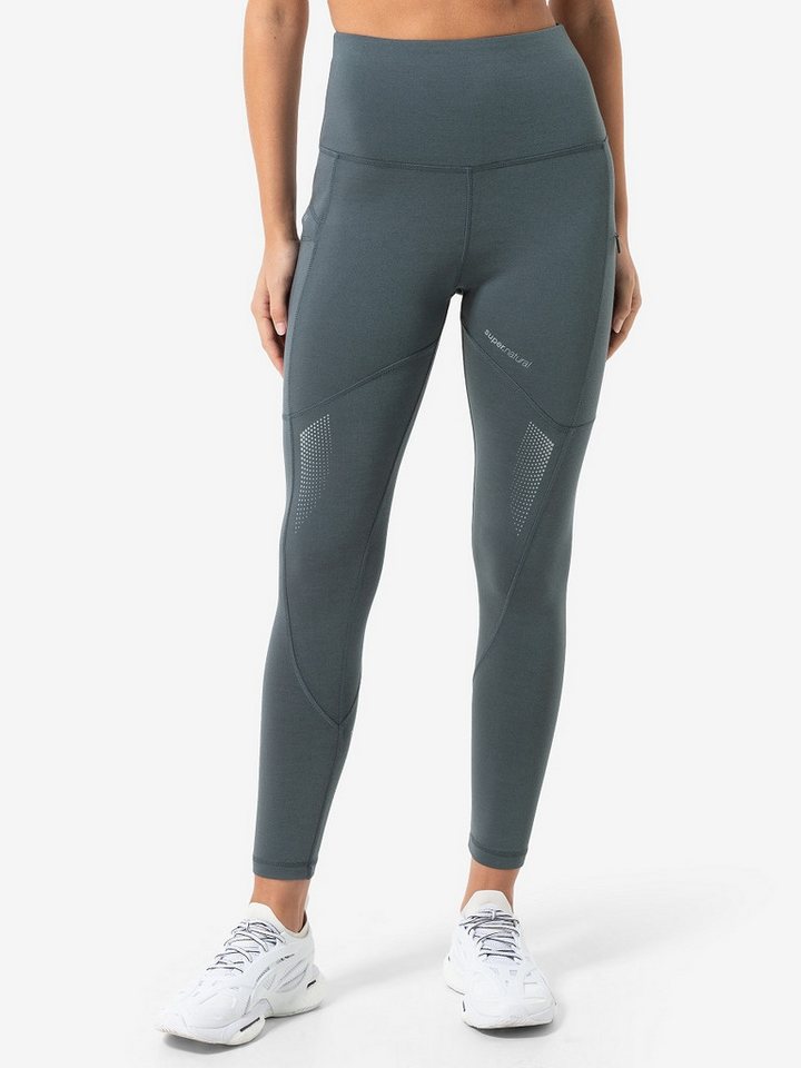 SUPER.NATURAL Funktionstights Funktionelle Running-Tights mit Reflektoren Merino-Materialmix mit reflektierenden Logos von SUPER.NATURAL