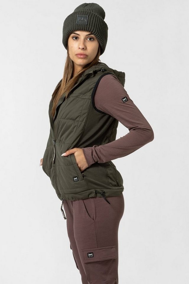 SUPER.NATURAL Funktionsweste Merino Weste mit Softshell W COMFORT HOODED GILET genialer Merion-Materialmix von SUPER.NATURAL