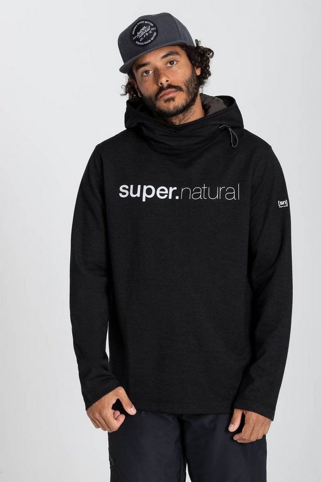 SUPER.NATURAL Hoodie Merino Hoodie M ALPINE HOODED II Neckwarmer integriert, Merino-Materialmix von SUPER.NATURAL