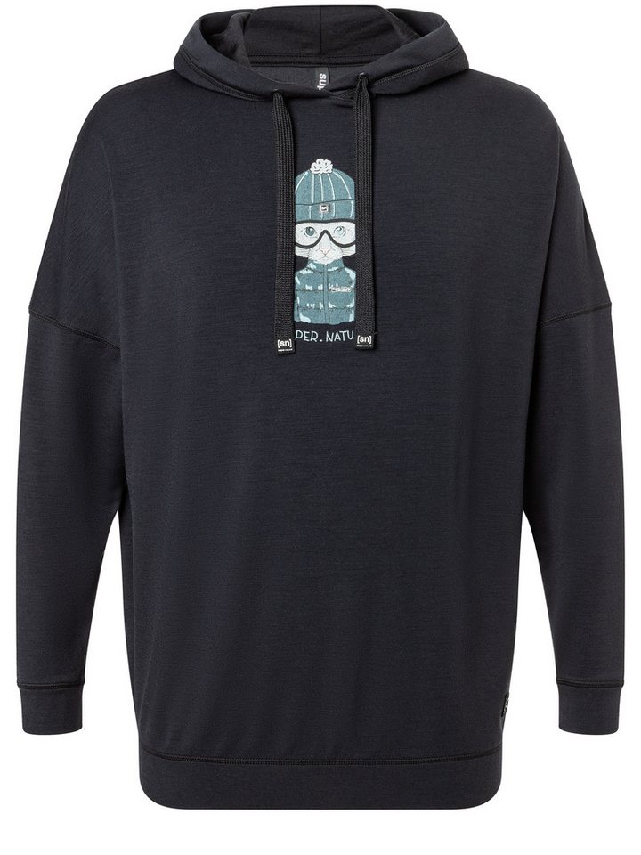 SUPER.NATURAL Hoodie Merino Hoodie W SNOW CAT HOODIE funktioneller Merino-Materialmix von SUPER.NATURAL