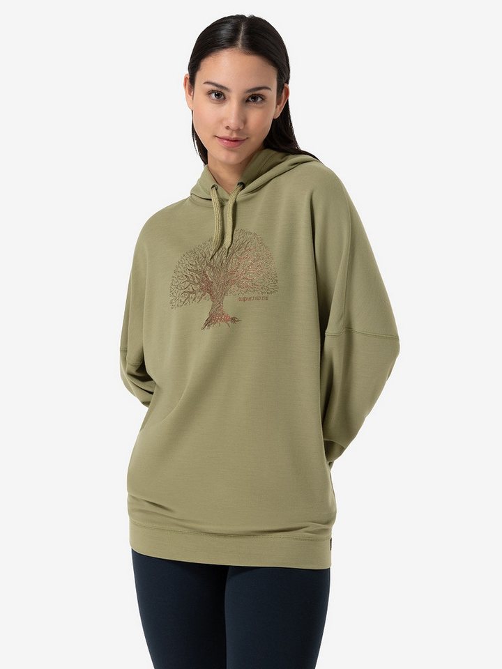 SUPER.NATURAL Hoodie für Damen, Merino FEEL GOOD TOK glitzer Print, casual von SUPER.NATURAL