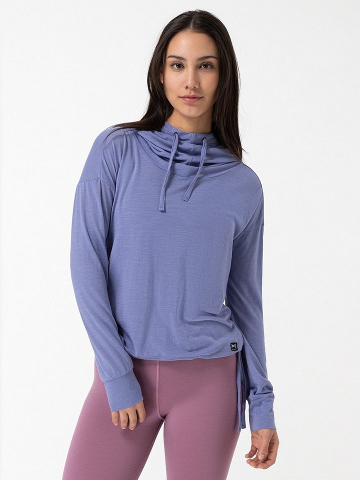 SUPER.NATURAL Hoodie für Damen aus Merino W FUNNEL HOODIE leichtes Longsleeve mit Kapuze von SUPER.NATURAL