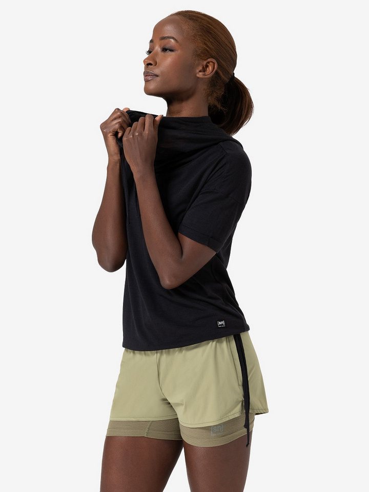 SUPER.NATURAL Hoodie kurzarm für Damen, Merino JUSTSHORT mit Tunnelzug, casual von SUPER.NATURAL