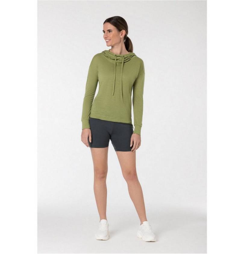 SUPER.NATURAL Kapuzenpullover Funnel Hoodie (Merinowolle) sagegrün Damen von SUPER.NATURAL